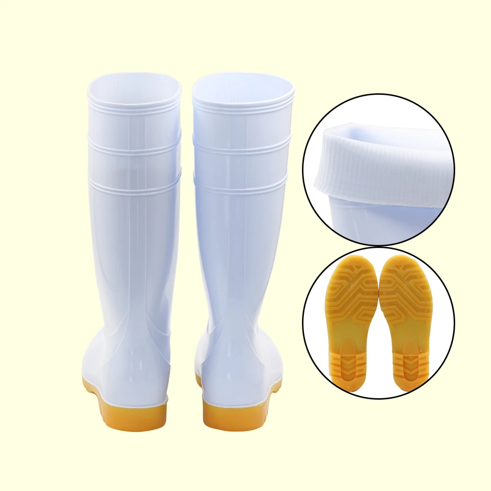 

Anti-corrosion safety boots resistant to formalin add steel head, White upper, yellow sole
