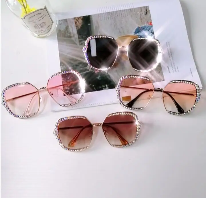 

WIIPU Luxury Rhinestone Square Sunglasses Women Brand Pink Black Clear Lens Oversized Diamond Sunglasses For Men Vintage Shades