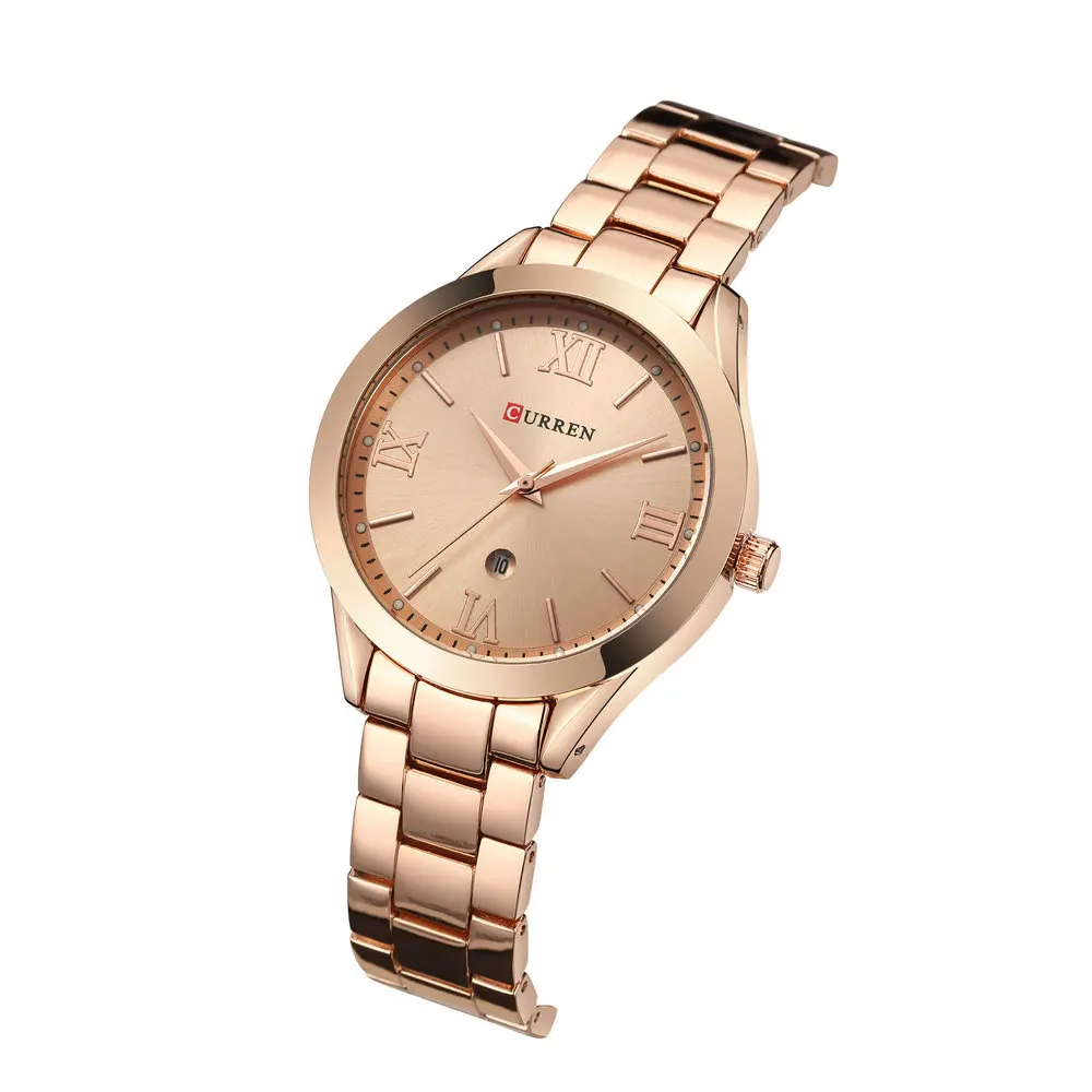 

CURREN 9007 Lady Quartz Watch Fashion Stainless Steel Strap Clock Auto Date Wrist Watch Relogio Masculino, 6 colors