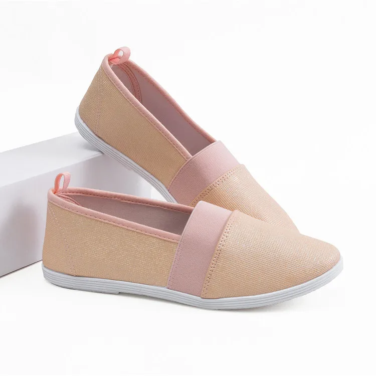 

China Cheap Women Slip-on Casual Glitter Shoes Flats OEM No Shoelace, Pink;blue;black;white;etc.