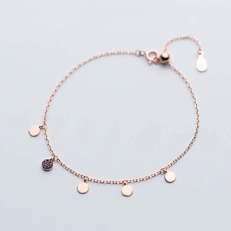 

Fashion Solid 925 Sterling Silver Round Coin Crystal Charm Bracelets Bijoux Wholesale