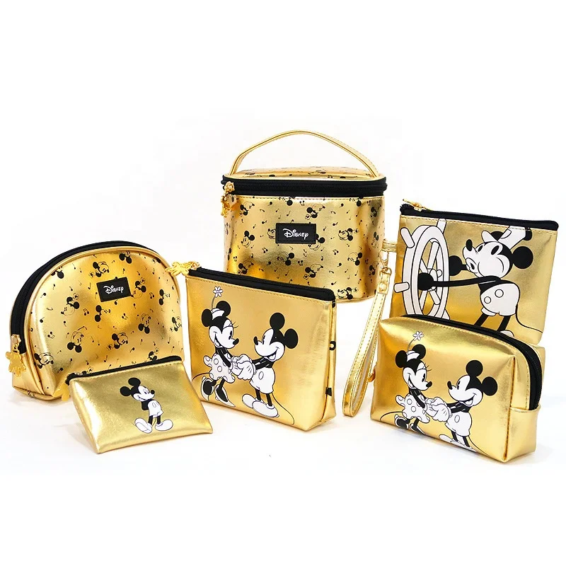 

Disney PU Golden Cosmetic Bag Set Makeup Pouch Bag Coin Purses Key Storage Bag