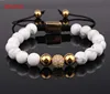 Custom logo natural howlite stone white cz disco ball macrame bracelet