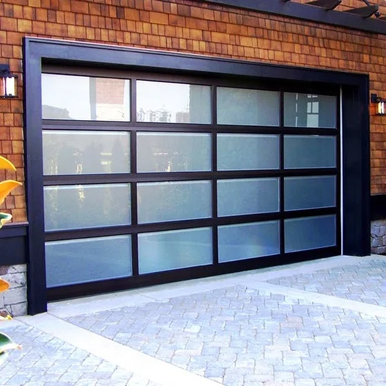 Transparent Sectional Single Sliding Frosted Glass Garage Door