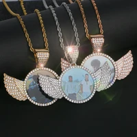 

Custom Made Photo With wings Medallions Necklace & Pendant Bling Cubic Zirconia with Tennis Chain Men's Hip hop Jewelry