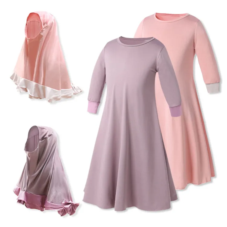 

Beautiful kids Kimono abaya EID ramadan soft jersey muslim kids dress new model abaya, Purple,pink