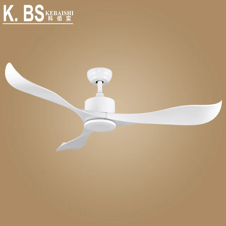Nordic White Air Conditioning Fan Low Noise Remote Control Ceiling Fan Without Light