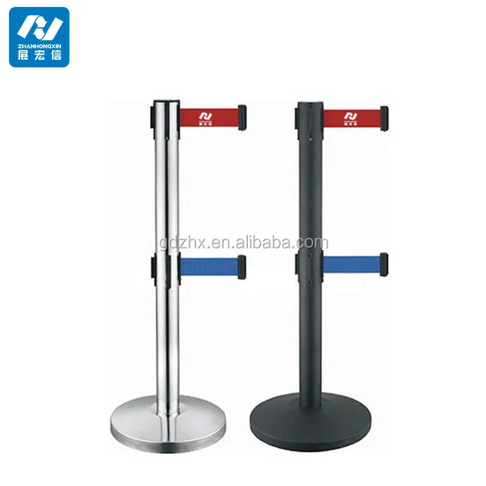 Chrome Retractable Belt Barrier 2m logo printed queue barrier