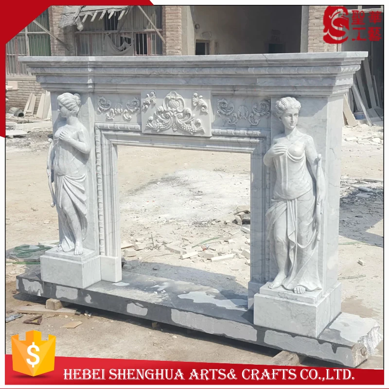 
Natural Marble Fireplace Mantel Indoor Stone Fireplaces 