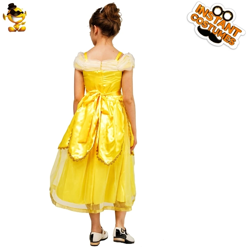 Halloween Flower Girl Costume Girls Beauty Yellow Princess Fancy Dress