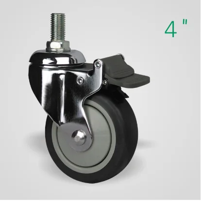 Thread Stem Swivel Medical Caster Wheel For Hospital Bed And Trolley