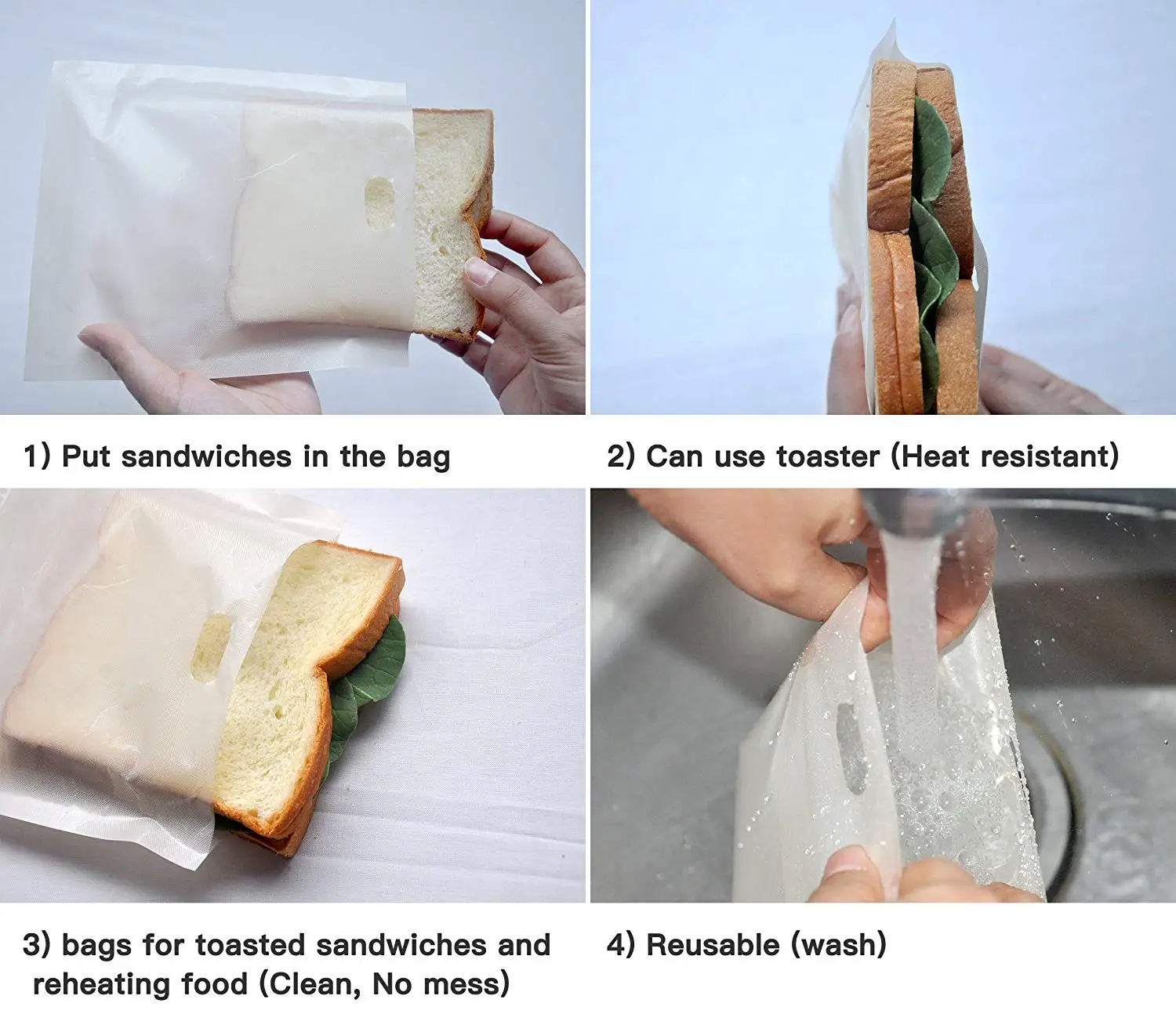 Bread Maker Toaster Bags,Reusable Sandwiches Grilled Cheese Heat