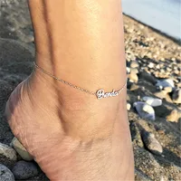 

Stainless Steel Custom Name Anklet Personality Nameplate Leg Chain Ankle Bracelet Boho Jewelry for Women Girls 2019 New