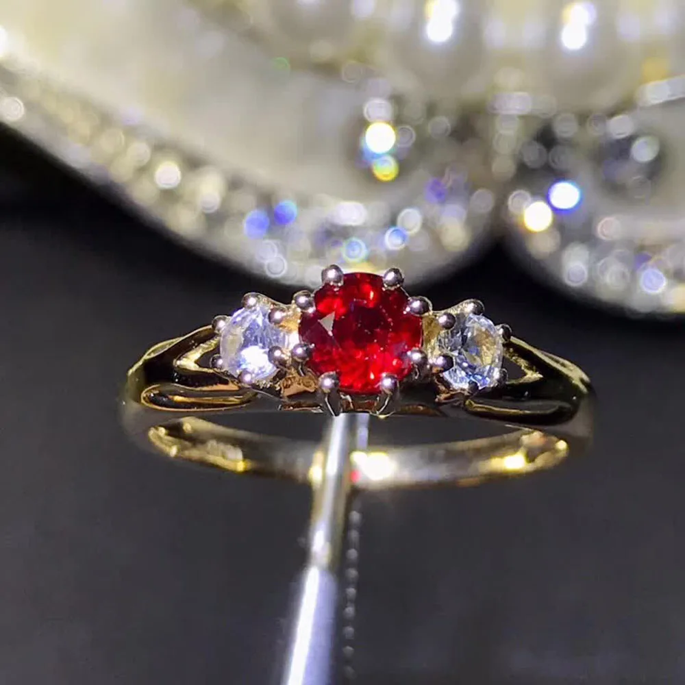 

Best Quality China Wholesale Real Ruby Eternity Ring Pure Two Diamond Ring Price, Red
