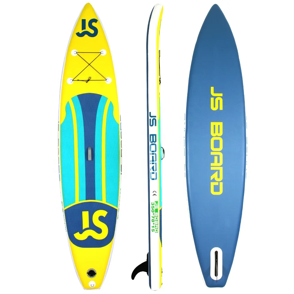 

350cm Touring iSUP Board CE Certificate Inflatable Stand Up Paddle Board Cheap Single Layer Soft SUP Boards, Yellow and blue