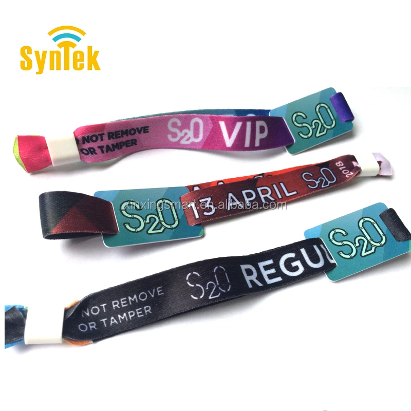 Custom Fabric Payment 13.56MHz RFID NFC Chip Woven Wristband for Event
