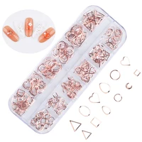 

Misscheering New Hot 240pcs/box Rose Gold Metal Alloy 3d Nail Art Decoration Nail Art Sticker Accessories 4 Options