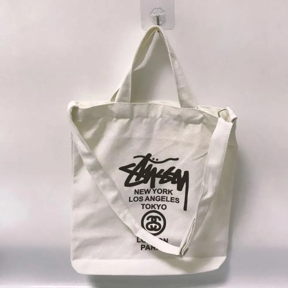 
Custom printed cotton canvas shoulder bag calico with zipper 