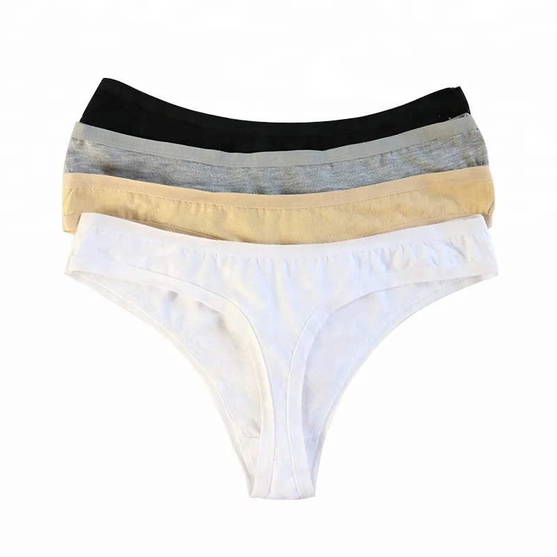 

Solid Color G-string Panties Soft Cotton T-back Thongs Underwear Sexy Lingerie 2019