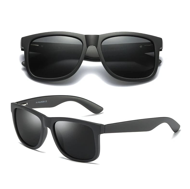 

tac TR90 glass polarized black square sunglasses gafas de sol polarizadas