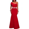 Wholesale Stylish Red Sexy One Shoulder Ponti Gown Women Evening Dress