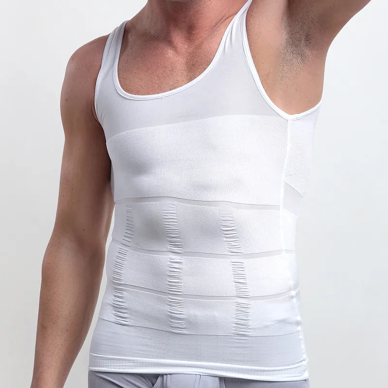 

Tummy Waist Girdle Cincher Men Corset Men Shapewear Shirt Men's Compression Shirts Slimming Waist Body Shaper Vest, White , black