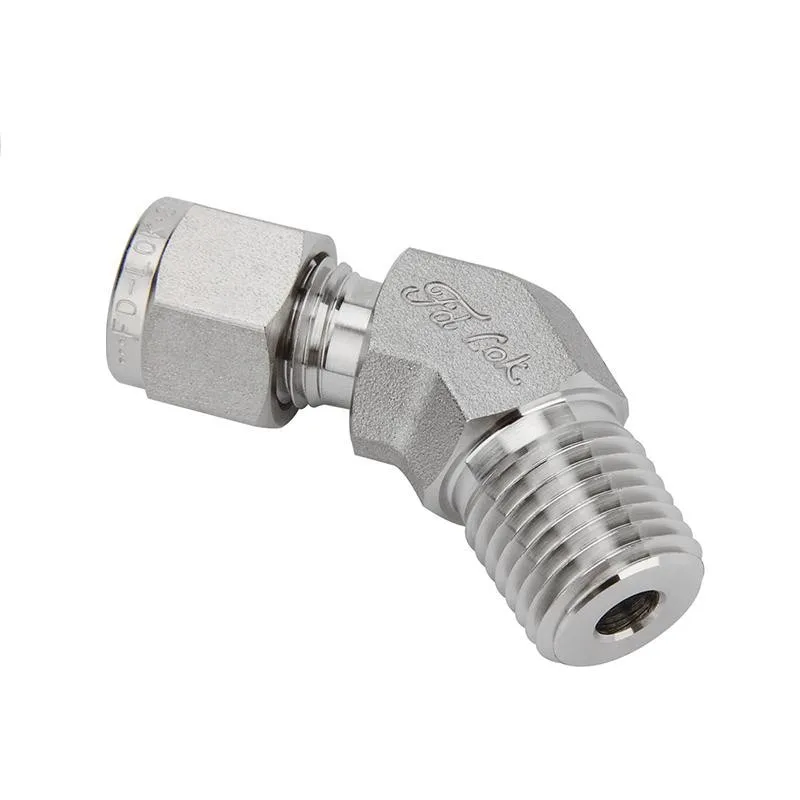 12mm Od X 1/4" Instrumentation Tube Ferrule Gas Fitting,45 Degree Male