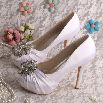 white satin platform shoes