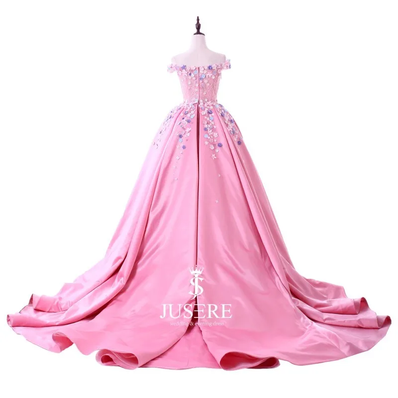 pink ball gown with sleeves