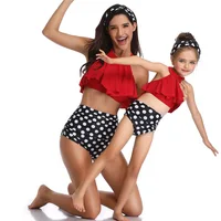 

Mother and daughter swimsuit 3 color mommy and me swimwear family matching clothes mum baby suit Two Piece set