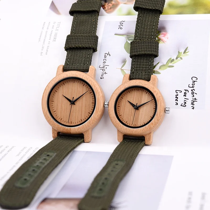 

DODO DEER Fashion Couples Bamboo Wooden Watches OEM Men Women Handmade Gifts Nylon Strap Lovers Watch