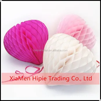 Pink And White Paper Wedding Heart Honeycomb Lantern Valentine S