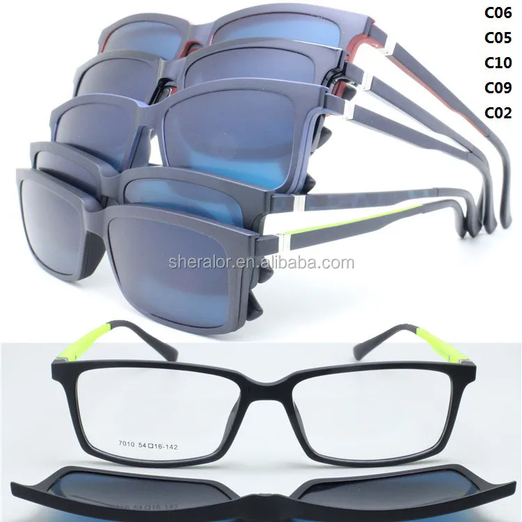 

wholesale new style TR90 opitcal flexible hinge glasses rectangle frame with magnetic clip polarized sunglasses lens
