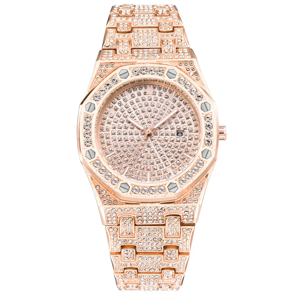 Mens Watches Fashion Diamond Iced Out Gold Silver Luxury Watch