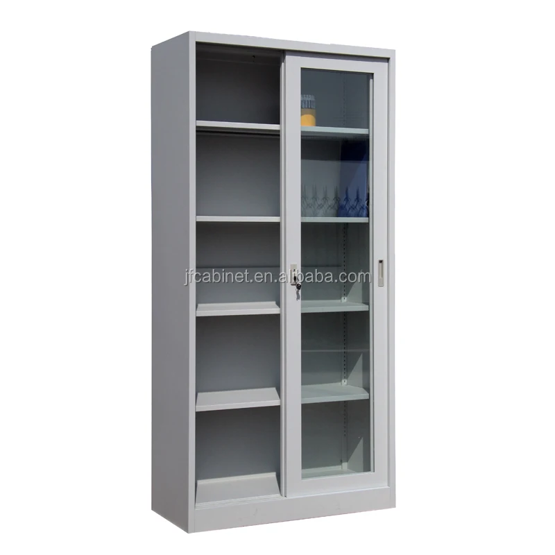 Metal Book Shelf Cabinets With Glass Sliding Door Buy Metal