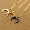 NE2395 Wholesale white brown black bone crescent pendant necklace,natural bone moon pendant necklace