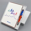 Hardbound Promotional Custom Cover UV Printing White PU A5 Notebook Set Gift with Pen