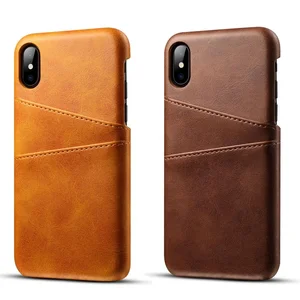 Genuine Leather Retro Back Cover iPhone Card Slot