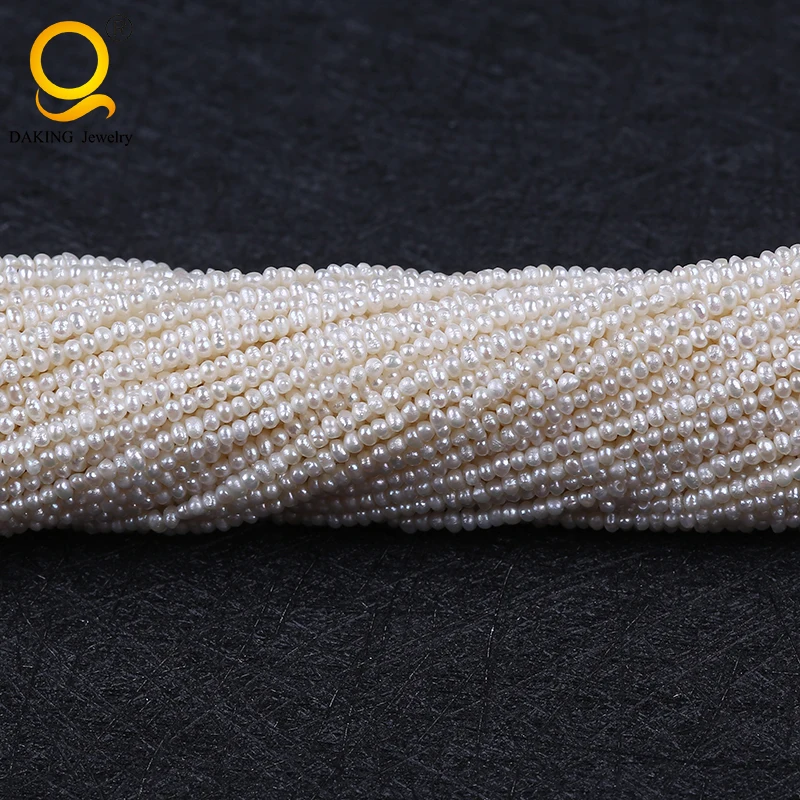 

small size 1.5-2.0mm natural freshwater pearls potato shape pearl strand