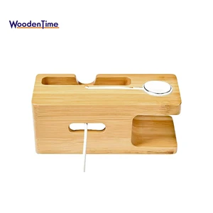 Bamboo Wood USB Charging Station Smart Watch Stand