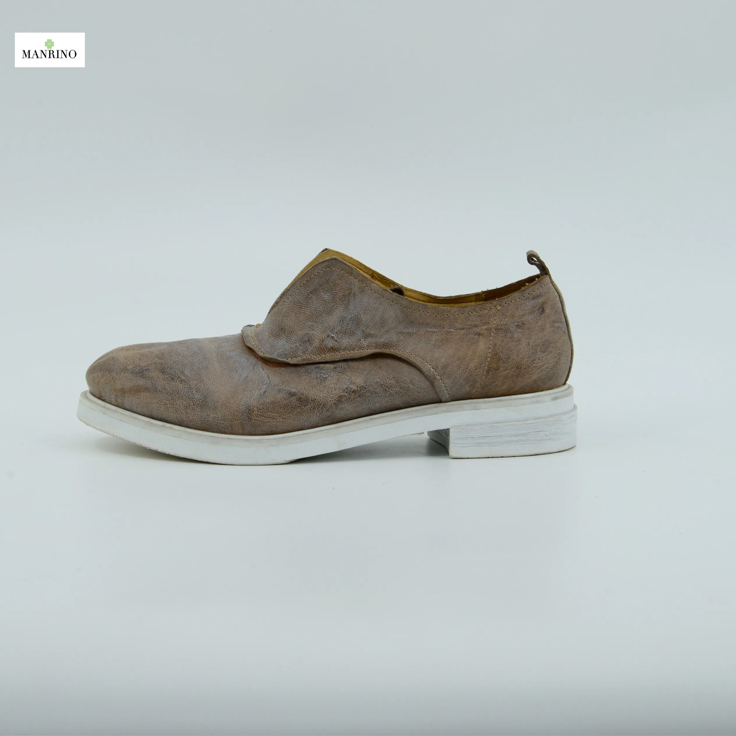 
MANRINO-0118 Wrestling Sheep Leather Material Handmade High End Women Causal Leather Shoe Models Chengdu Factory 