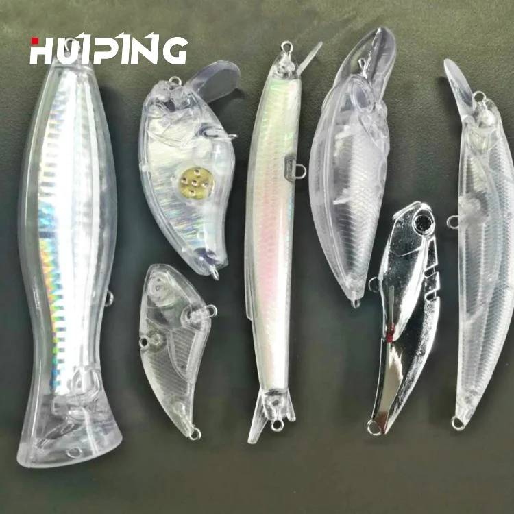 

Lures Fishing Unpainted Plastic Lure Blank Bodies Artificial Hard Bait for Minnow Crank Popper Pencil VIB, Transparent