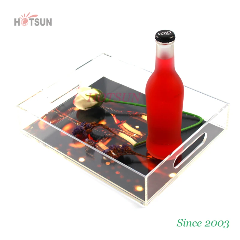 Big Size 30x40cm Hotel Clear Serving Tray Customized Acrylic Trays