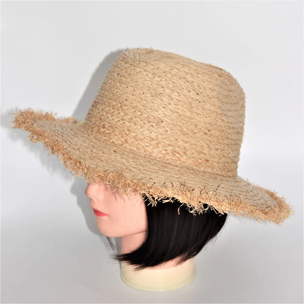 Durable Antique Farmer Natural Straw Hat Unisex Real Natural Glass High