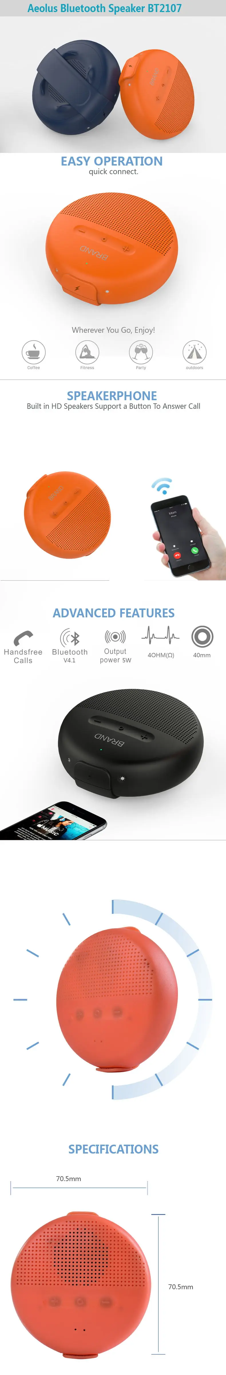 Hot sale outdoor camping mini wireless music speaker stereo sound car speaker with hands-free call/radio function - ANKUX.COM