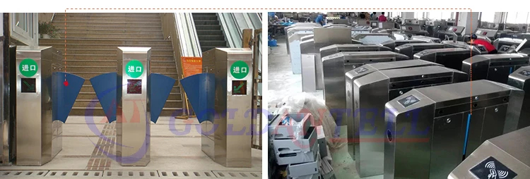 304 Stainless Steel Flap Turnstile with Brushed Motor and LED Light Color Optional for Attendance Record