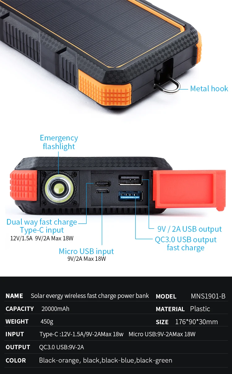 Polymer battery 20000mah solar power bank wireless wholesale power bank charger portable best solar power bank - ANKUX.COM
