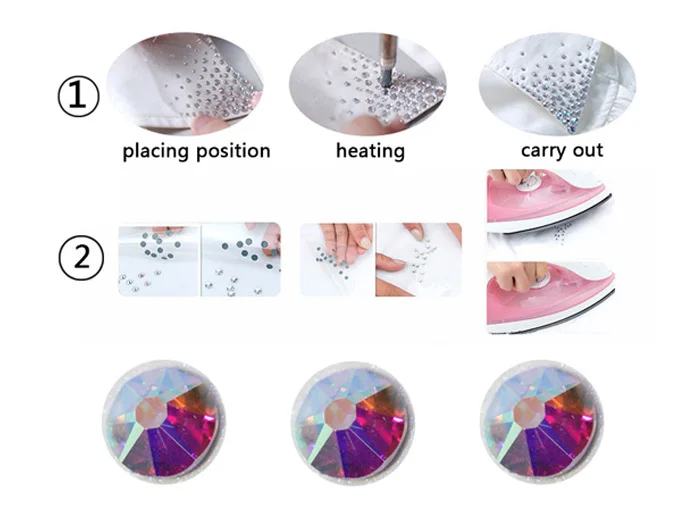 Wholesale Iron on Diamond Stones Flatback Glass Strass 2088 AB Hotfix Rhinestones Crystal Transfer Motif Letters Designs Sandals