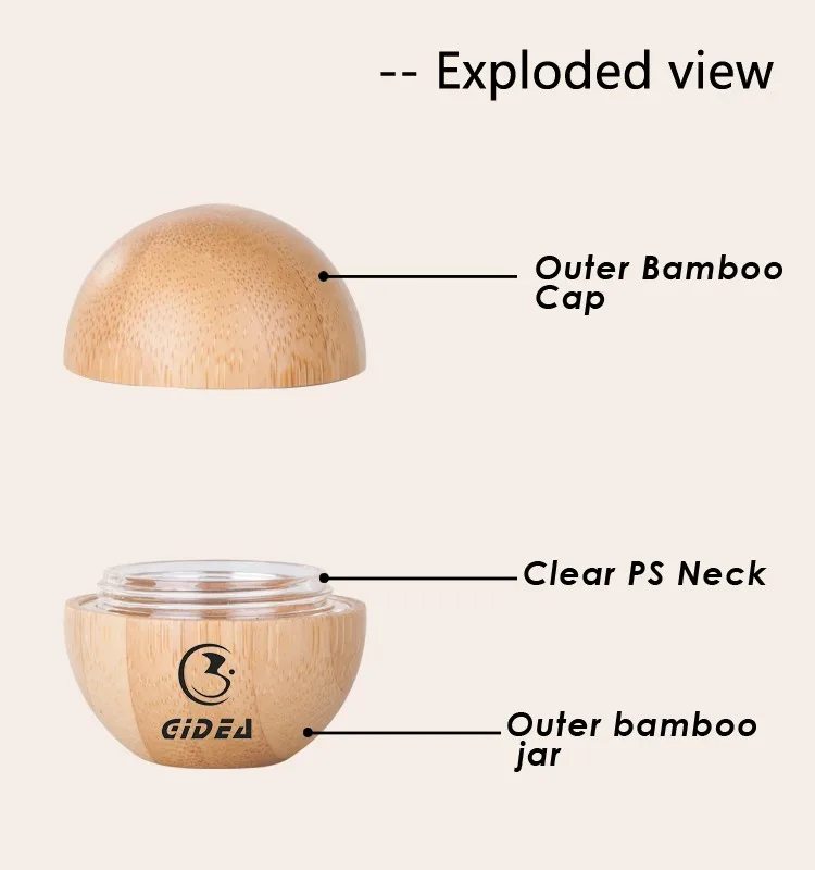 5g Ball Shape Bamboo Double Wall Cosmetic Cream Jar