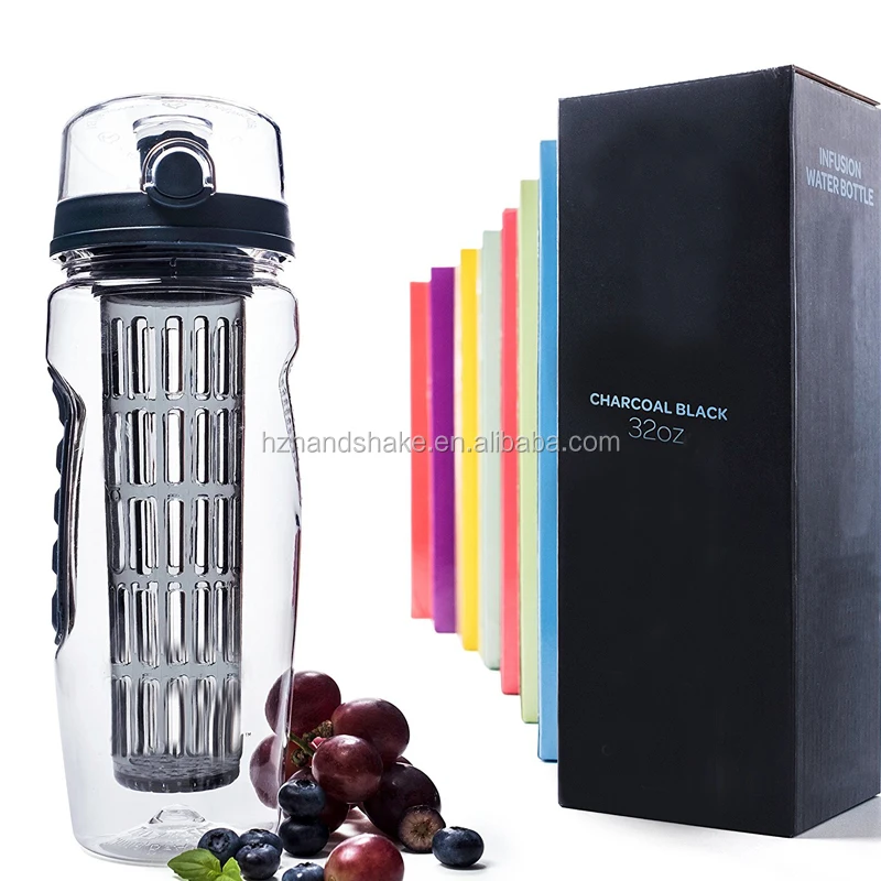 32 Oz Gym water bottle Tritan Infuser Water Bottle Sport Bottle with Full Length Infusion Rod and Insulating Sleeve Combo Set